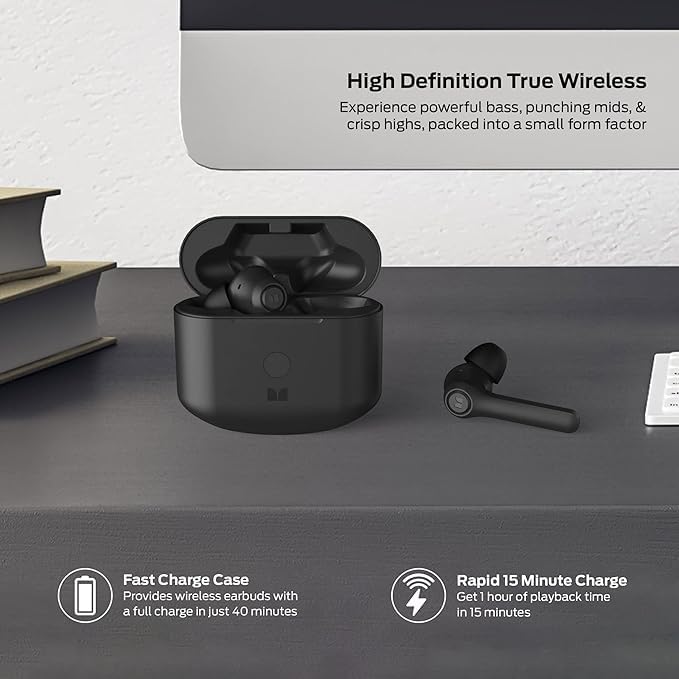 New Mon.ster Verse True Wireless Earbuds with Charging Case, Bluetooth 5.0 in-Ear Stereo Headphones, Built-in Mic for Clear Calls, USB-C Quick Charge (Black) Orginal