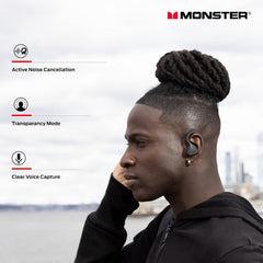 Monster DNA Fit - Wireless Arc Headphones - In-Ear Bluetooth Earbuds - Noise Reduction - Waterproof - Ergonomic - Black