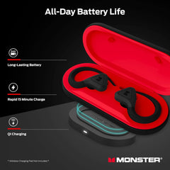 Monster DNA Fit - Wireless Arc Headphones - In-Ear Bluetooth Earbuds - Noise Reduction - Waterproof - Ergonomic - Black